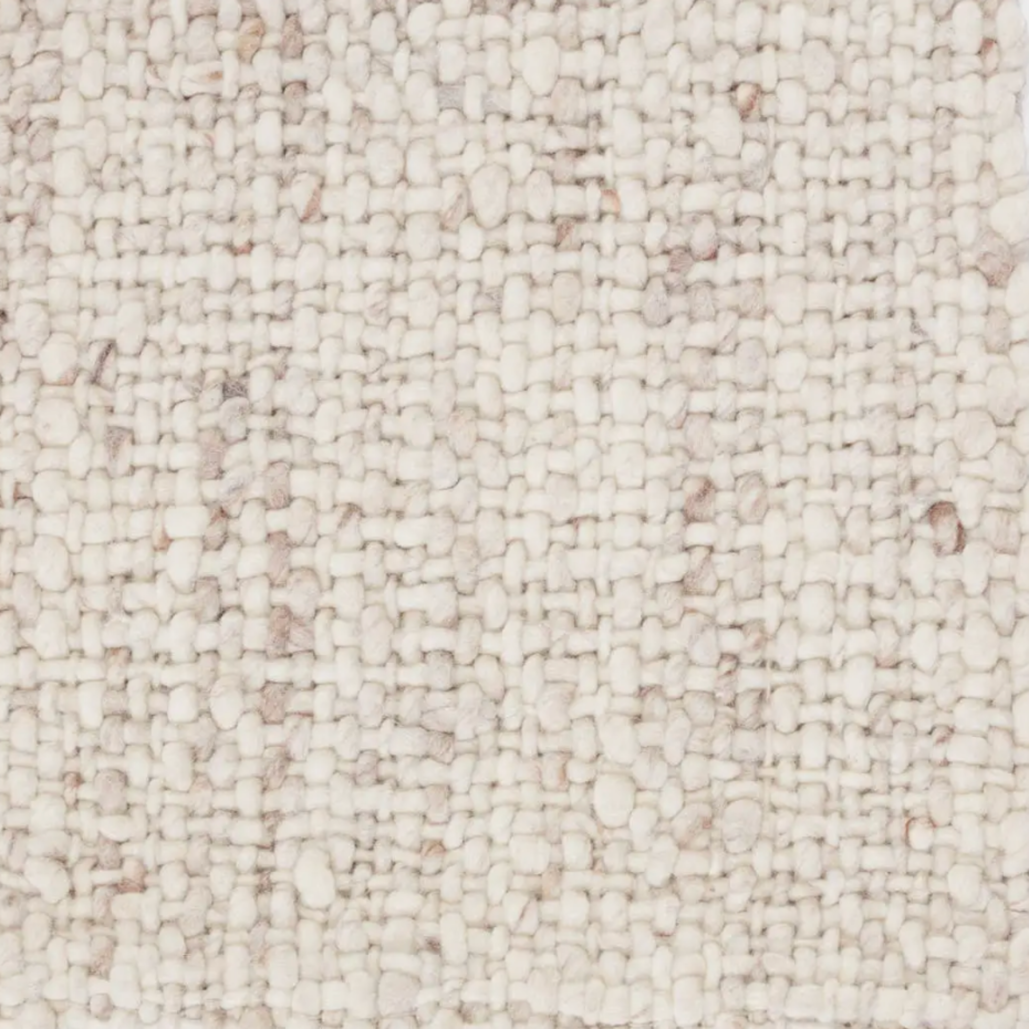 Woven cream tan taupe rug with basket weave texture, handwoven wool, neutral tones, plush 1 1/8" pile, durable cotton backing.