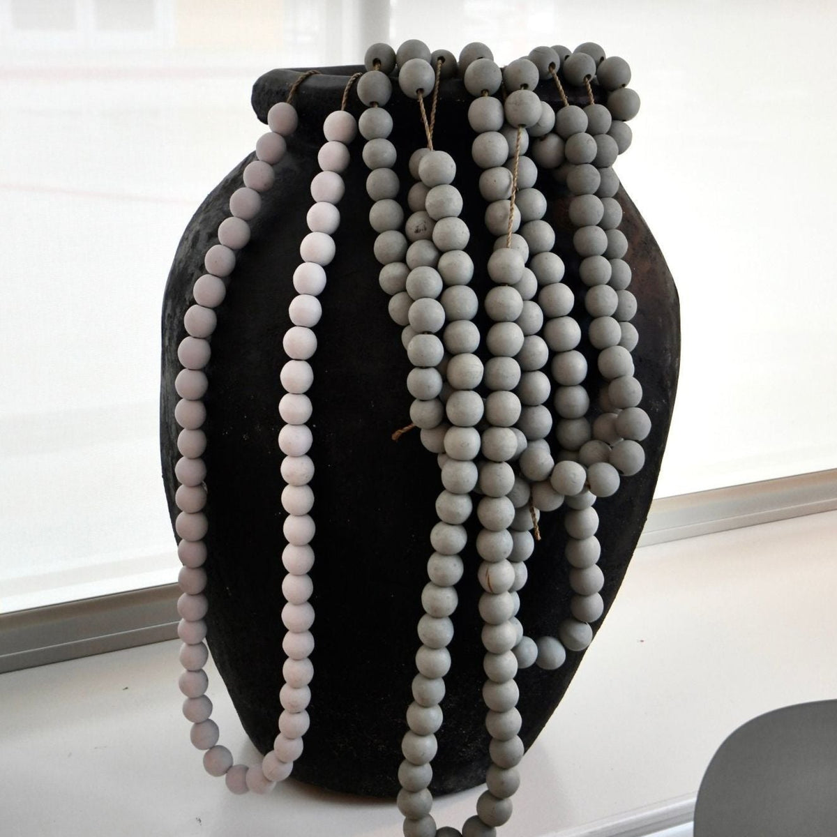 Extra Large Grey Wooden Beads - Modern Home Decor Element
