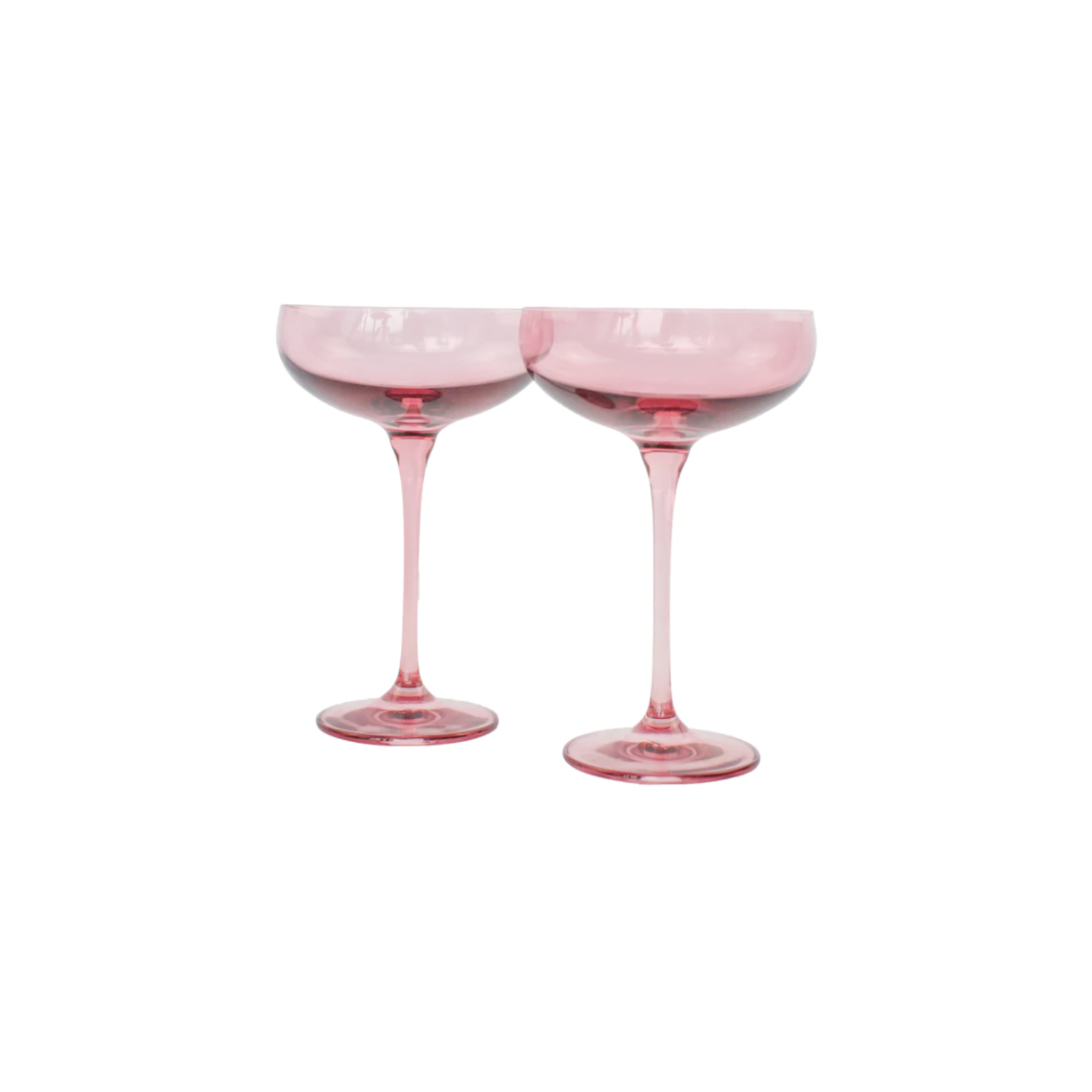 Estelle Colored Glass Rose Champagne Coupe Set - Set of 2 - Shoppe Details and Design.