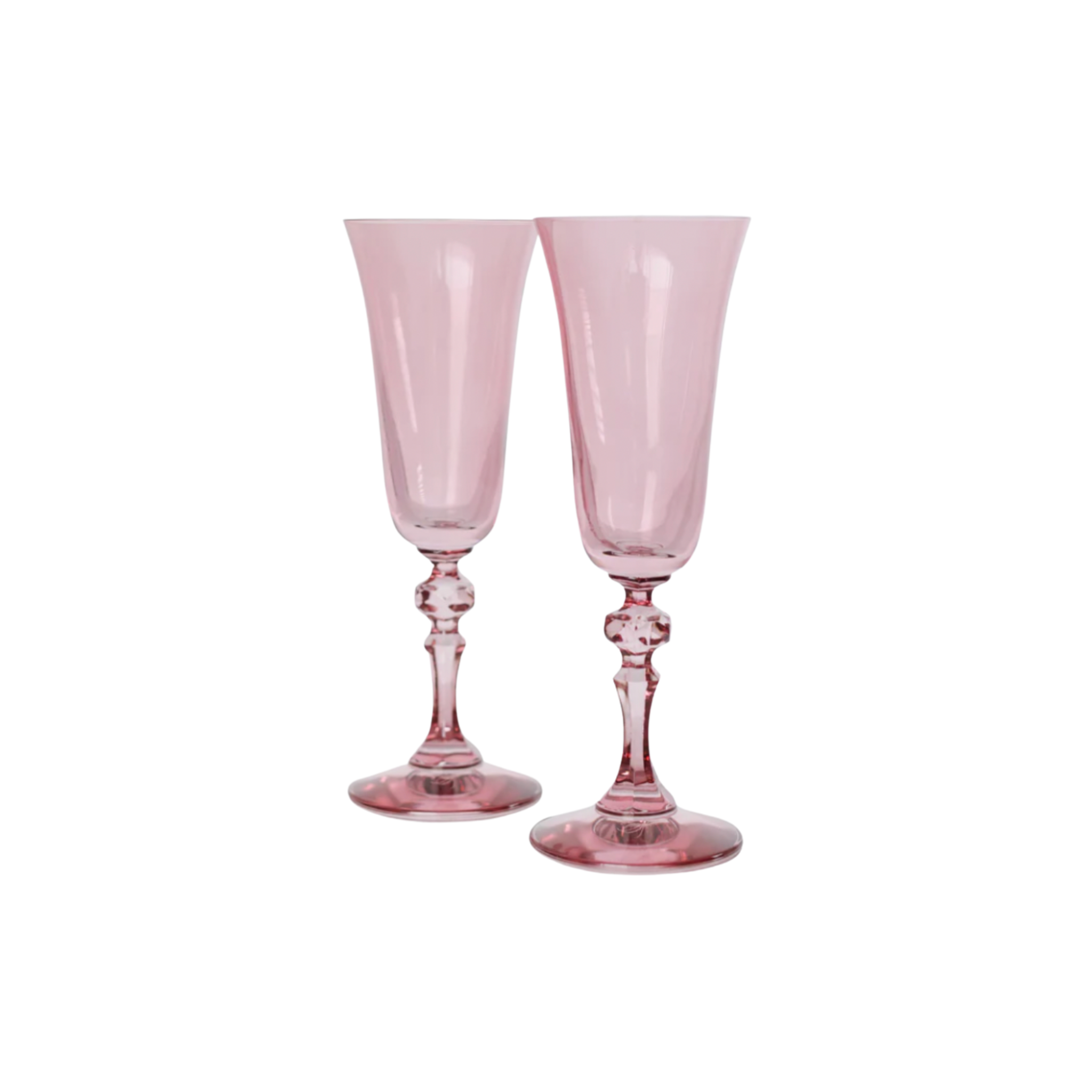 Estelle Colored Glass Rose Regal Flute Set - A Tribute to Elegance - Shoppe Details and Design.