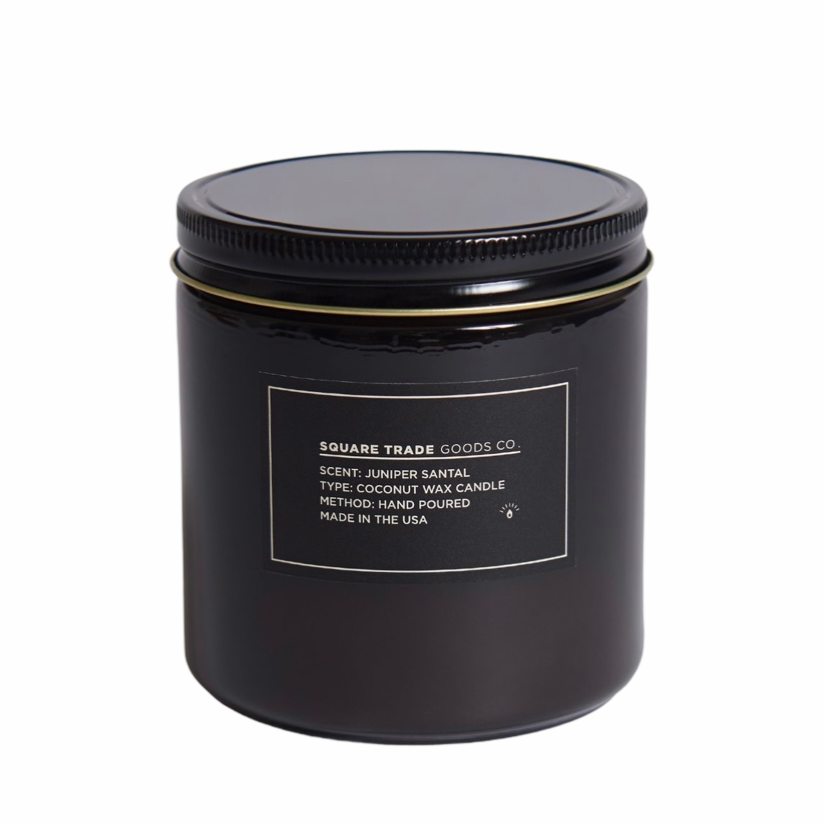 juniper santal double wick candle.