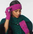 magenta heart rainbow bead embellished gloves.gn