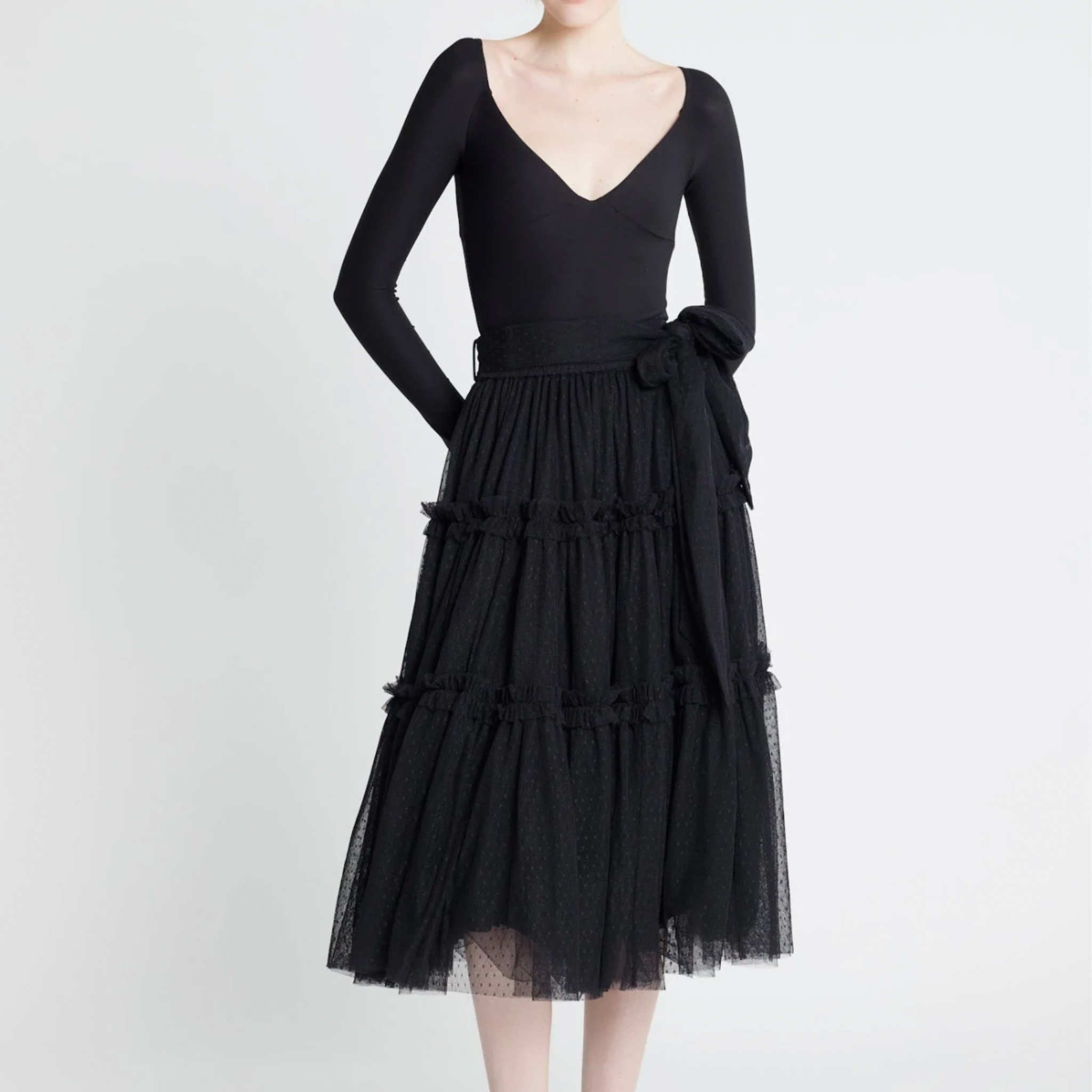 mille chloe skirt in sheer black tulle.