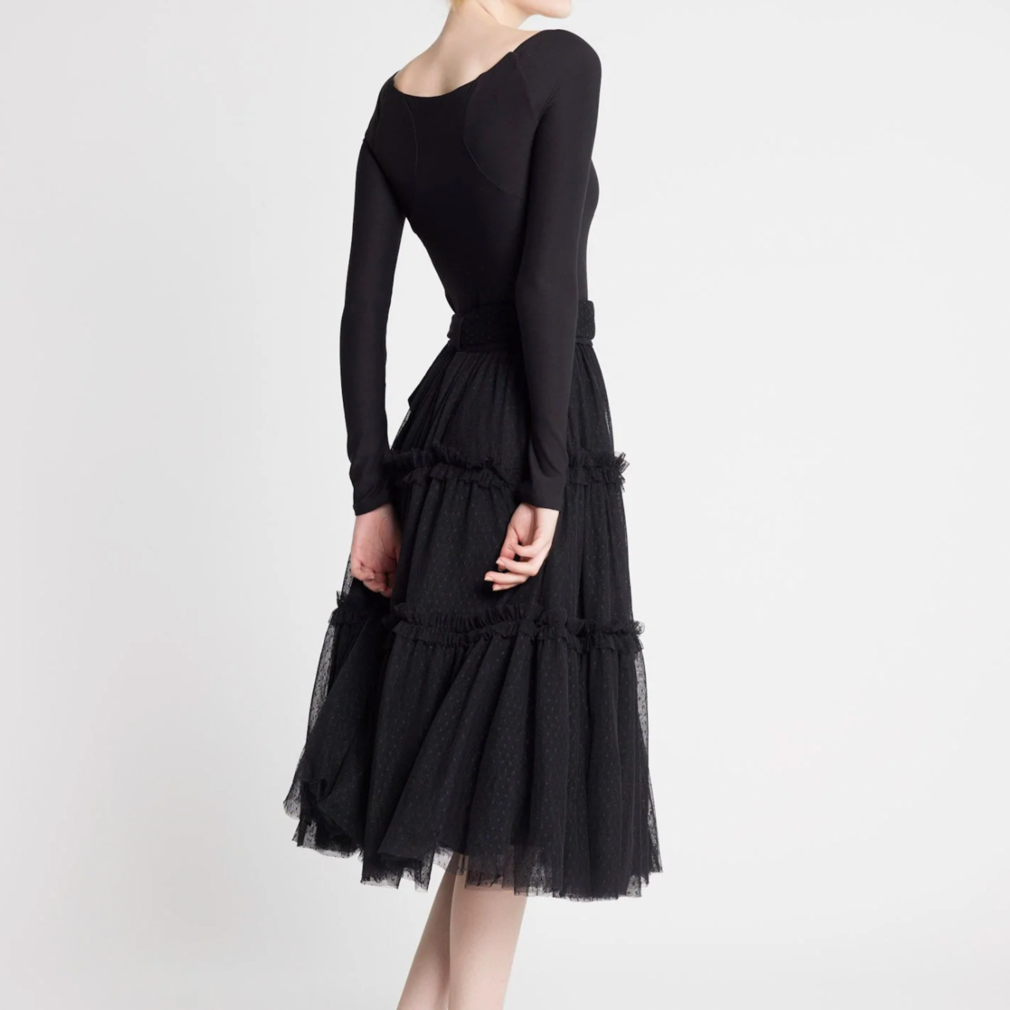 mille chloe skirt in sheer black tulle.