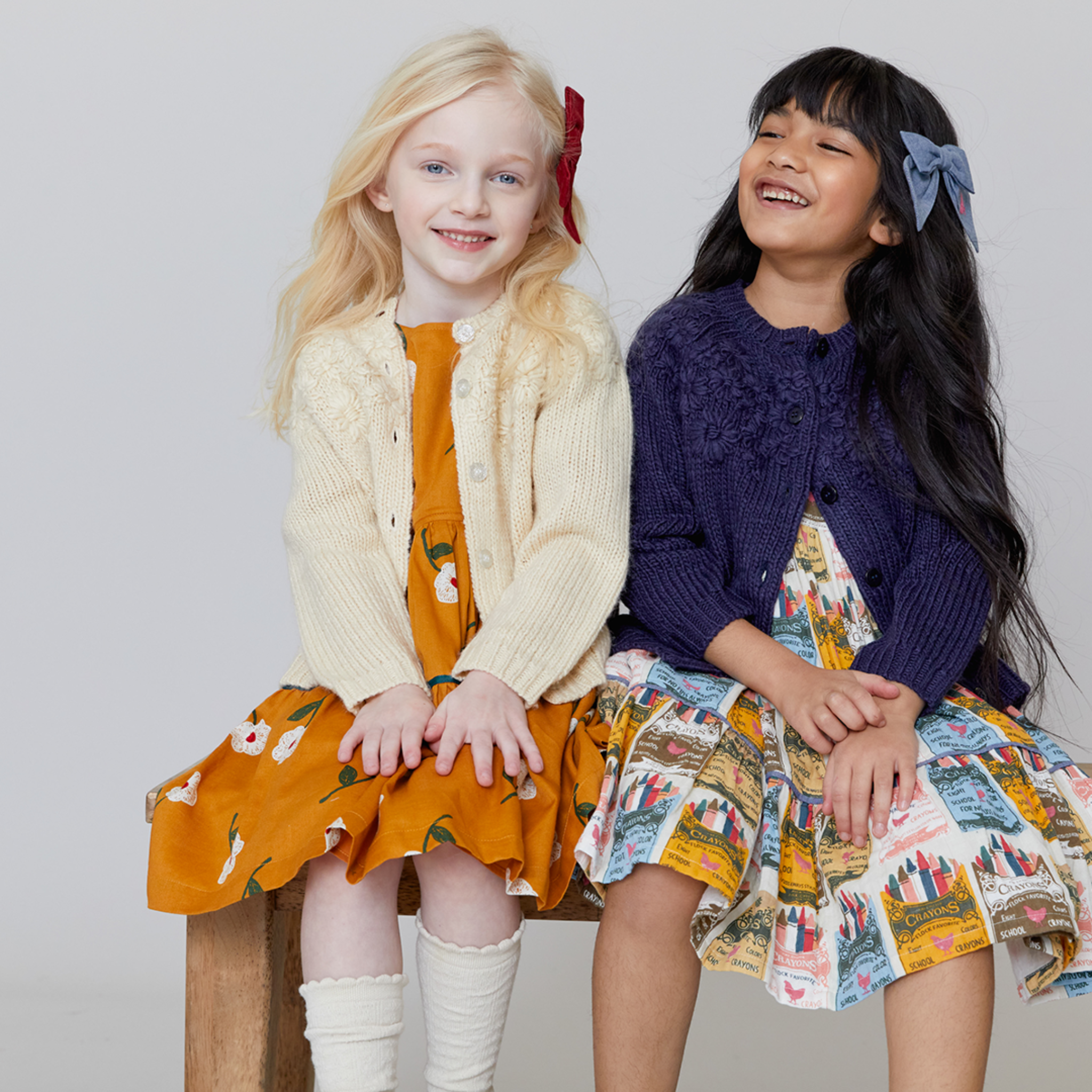 Pink Chicken - Girls Blossom Sweater in Navy Blue - Shoppe Details and Design.