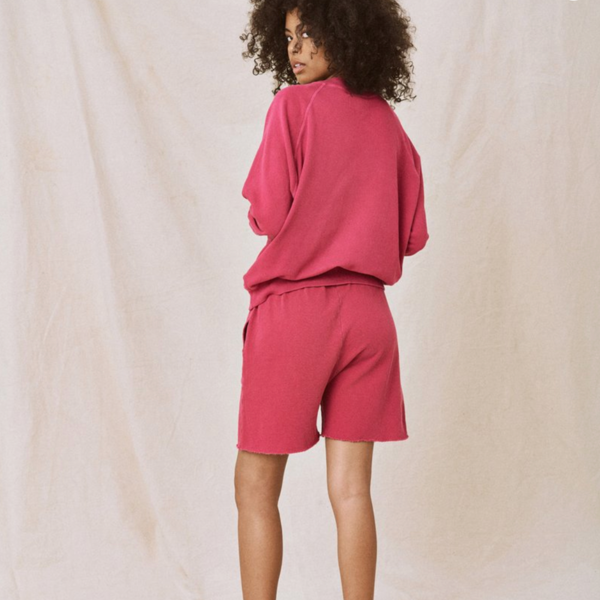 The Great Patch Pocket Sweat Short in Raspberry Pink Jam - Shoppe Details and Design.
