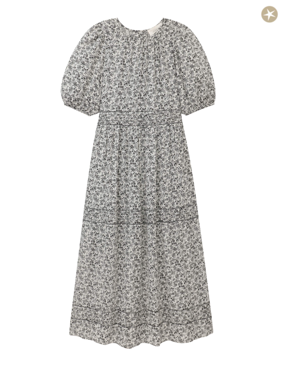 The Great Songbird Dress in Black and White Floral Print with Bows - Shoppe Details and Design.