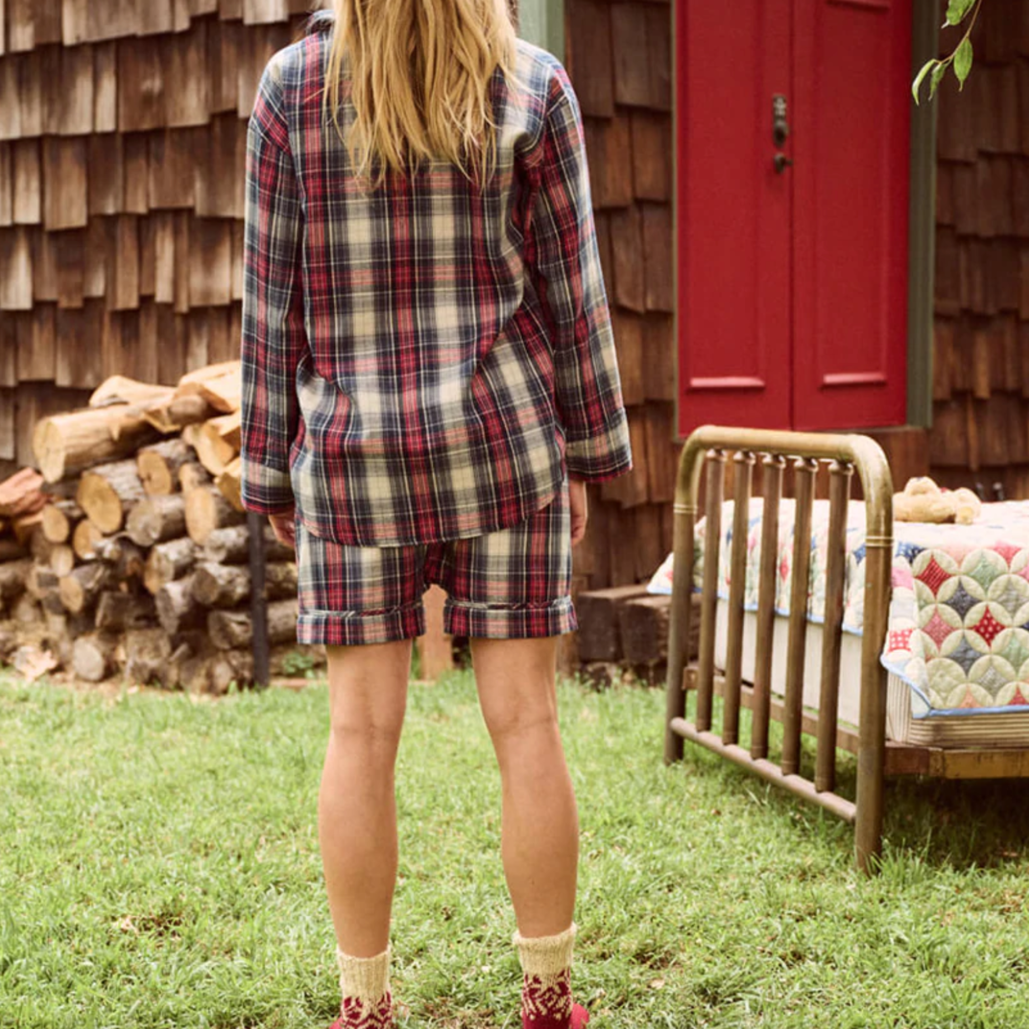 The Great Square Pajama Set in Winter Cabin Plaid - Shoppe Details and Design.