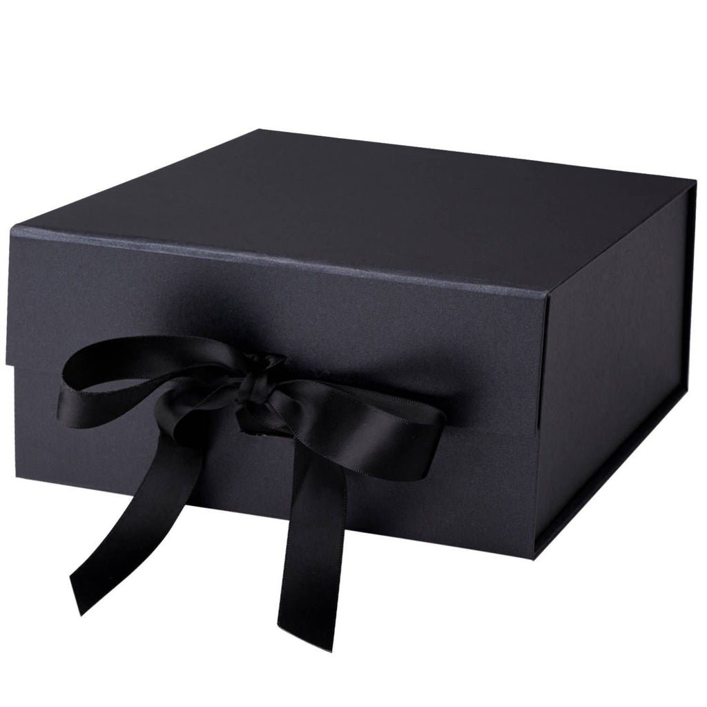 7 Colors | 8" x 8" x 4" Collapsable Gift Box w/ Satin Ribbon & Magnetic Square Flap Lid - Shoppe Details and Design