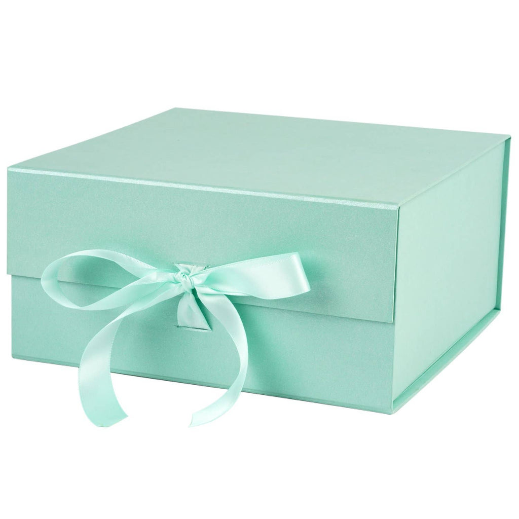 7 Colors | 8" x 8" x 4" Collapsable Gift Box w/ Satin Ribbon & Magnetic Square Flap Lid - Shoppe Details and Design