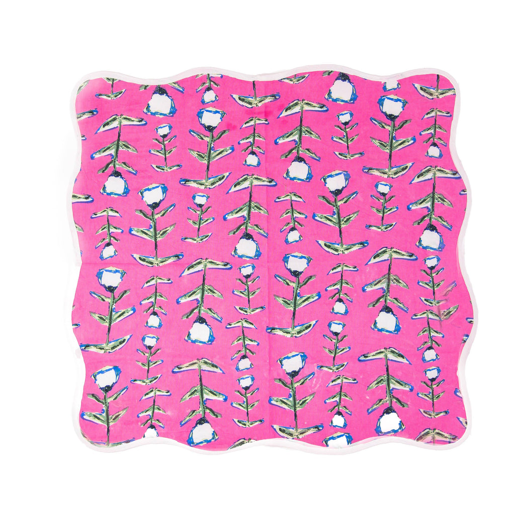 Scalloped Cotton Napkin Set of 4 Pink Tulip Modafleur (Hunter Blake X Erin Donahue Tice) - Shoppe Details and Design