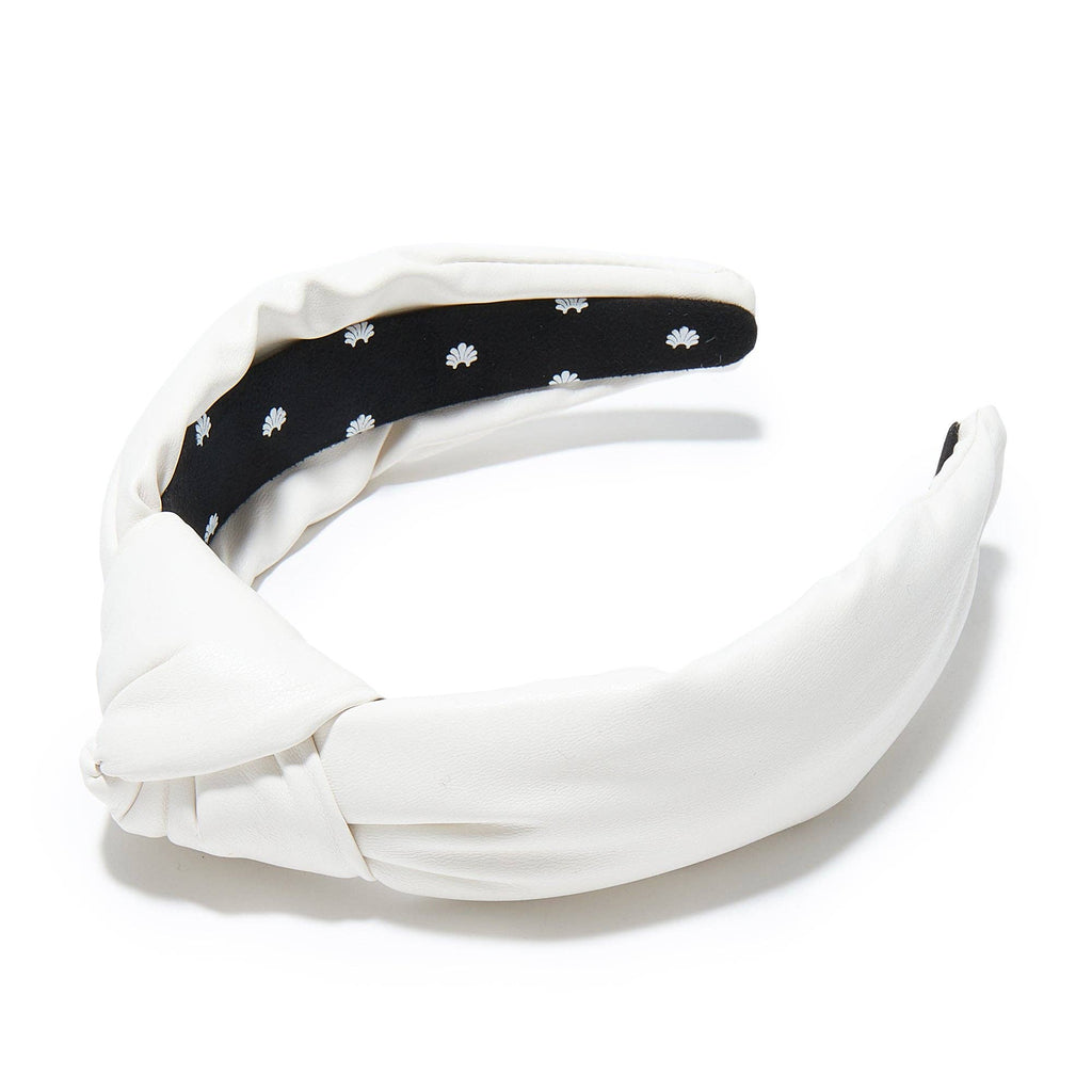 Lele Sadoughi Ivory Porcelain Faux Leather Knotted Headband | Porcelain Faux Leather Hairband | Bestselling Porcelain Faux Leather Headband - Shoppe Details and Design