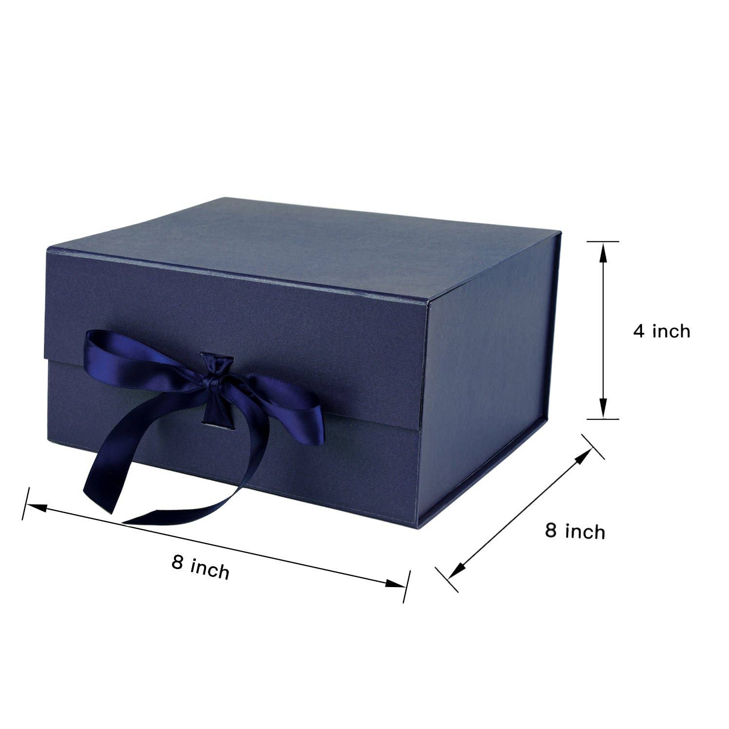 7 Colors | 8" x 8" x 4" Collapsable Gift Box w/ Satin Ribbon & Magnetic Square Flap Lid - Shoppe Details and Design