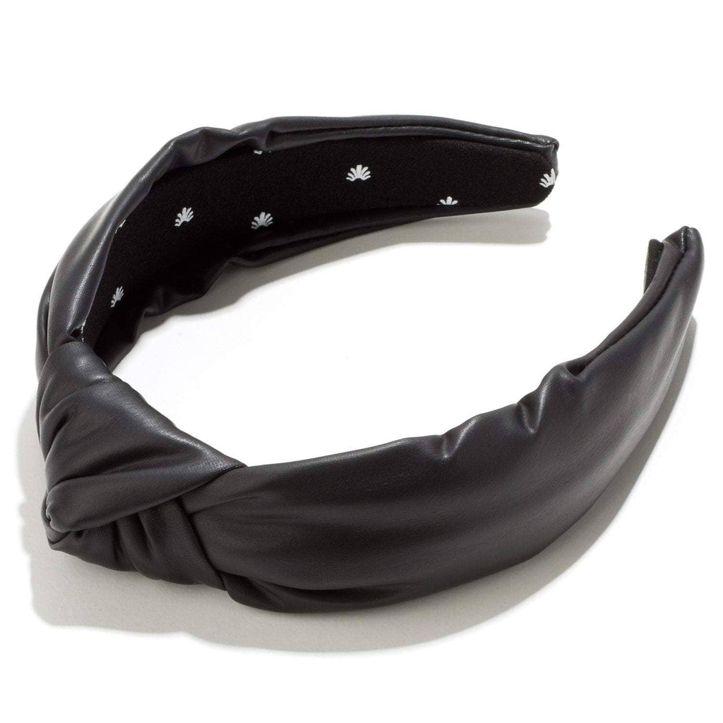 Lele Sadoughi Stylish Black Faux Leather Headband - Trendy Hair Accessory | Elegant Headpiece | Black Faux Leather Hairband - Shoppe Details and Design