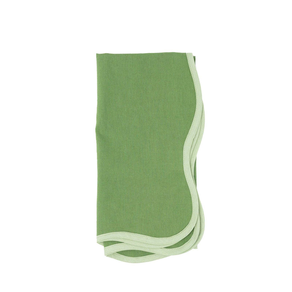 scalloped green Modafleur cotton napkin