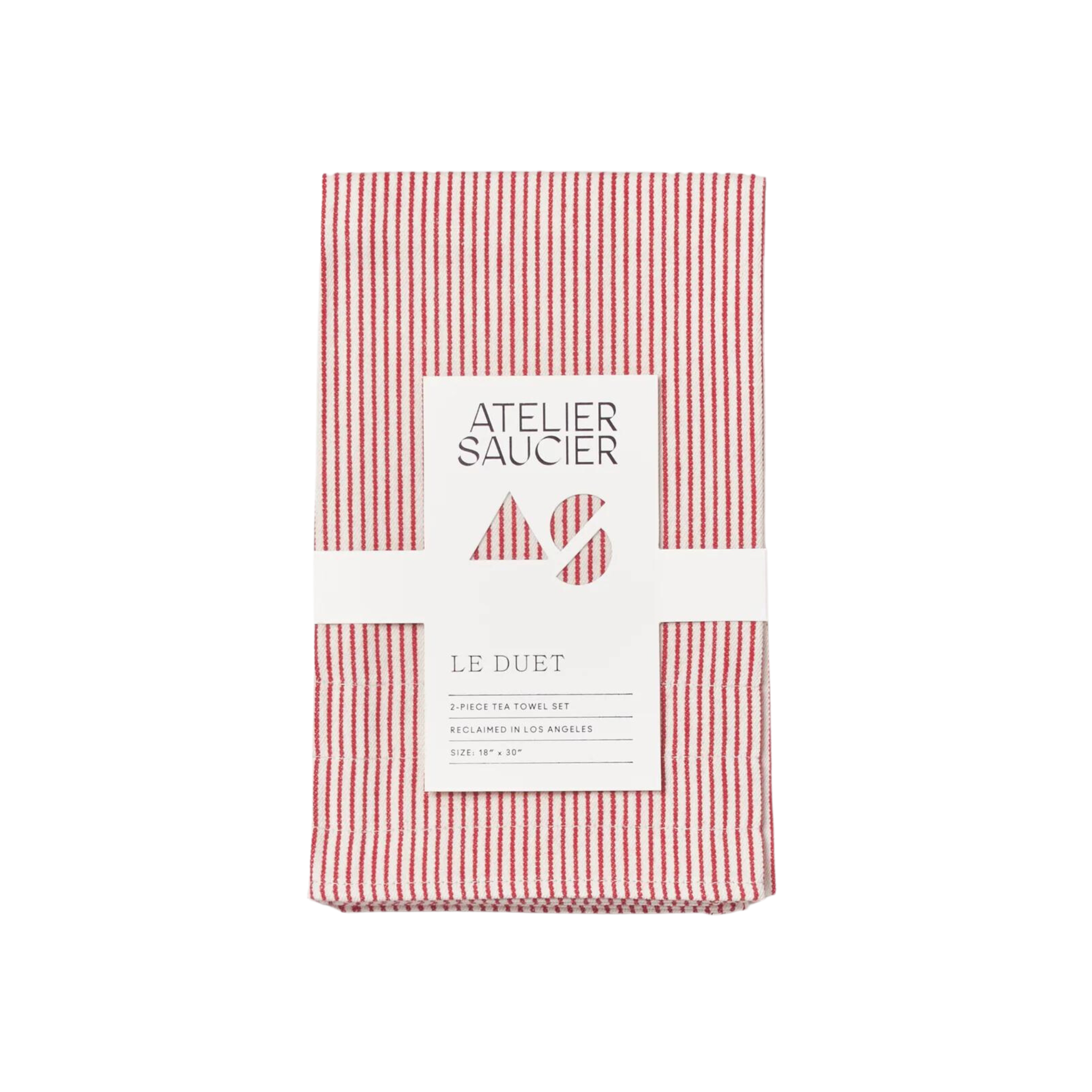 Atelier Saucier - Set of 2 Red Striped Dish Towel - Shoppe Details and Design