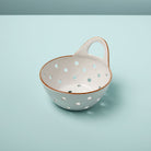 Stoneware Colander with Tan Rim: Versatile Elegance - Shoppe Details and Design