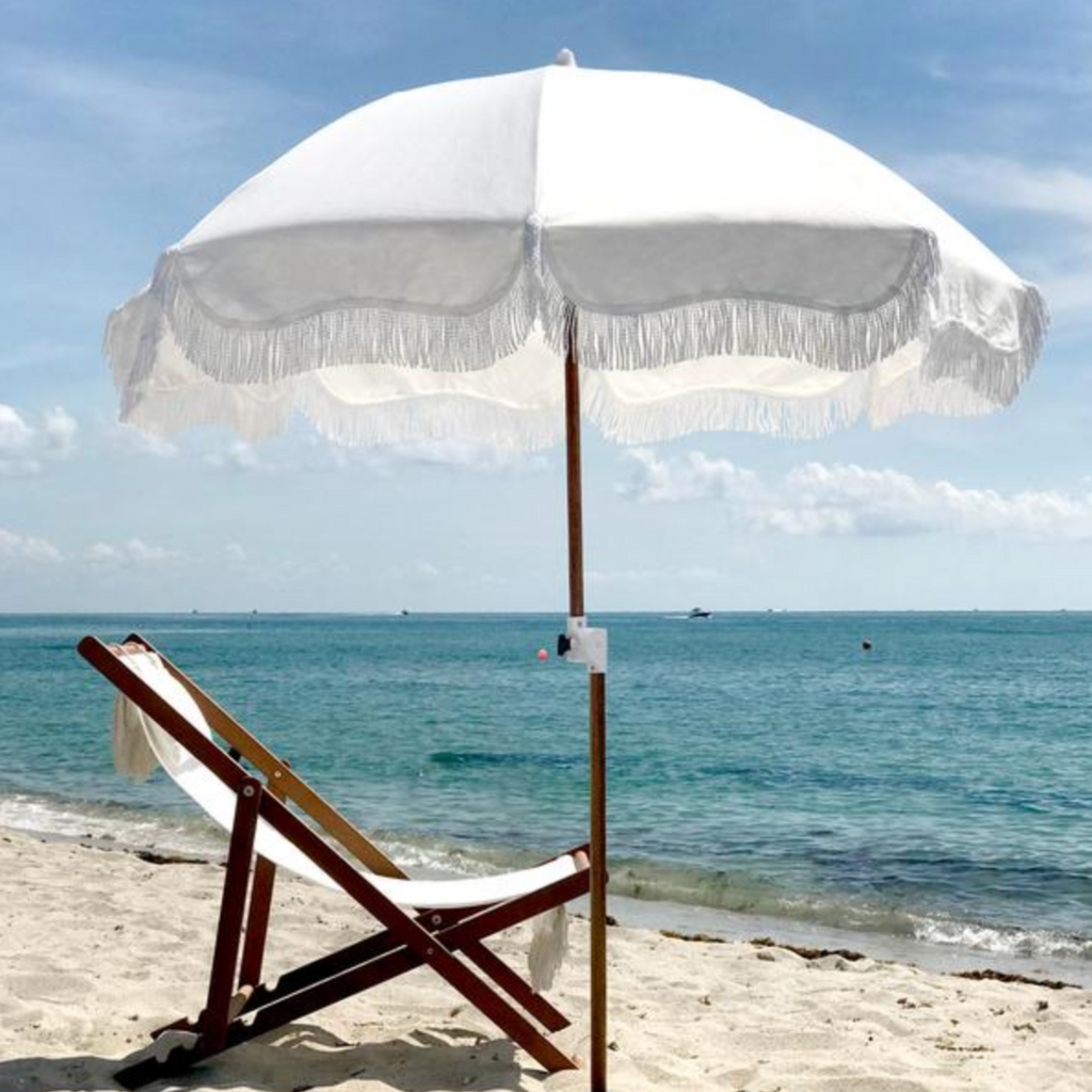 Business & Pleasure - White Antique Premium Beach Umbrella