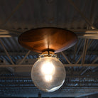 Unique Glass Globe and Wood Ceiling Light – modern elegance.