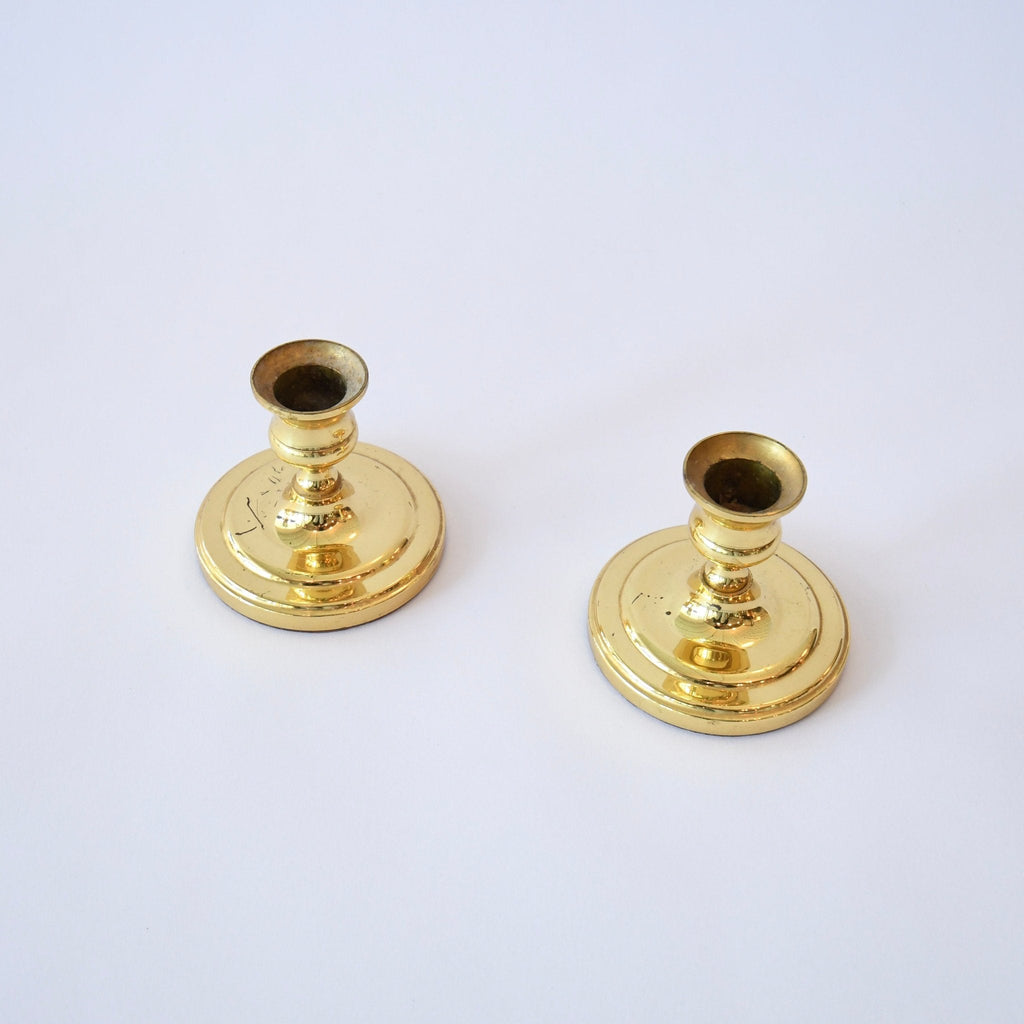 Shiny Brass Candleholders - Set of 2