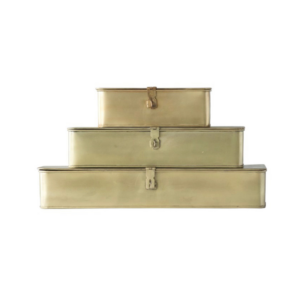 Decorative Brass Metal Storage Box for Shelves - Shoppe Details and Design