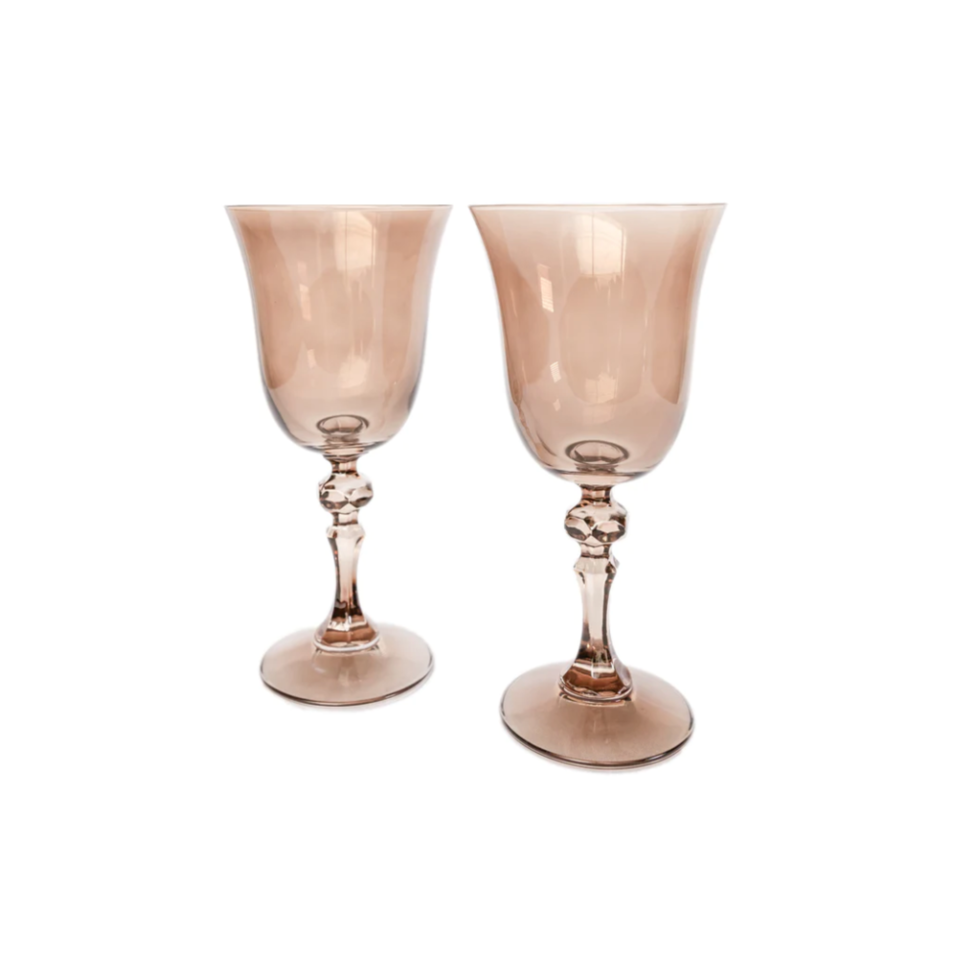 Estelle Colored Glass Amber Smoke Regal Goblet Set - Set of 2 - Shoppe Details and Design