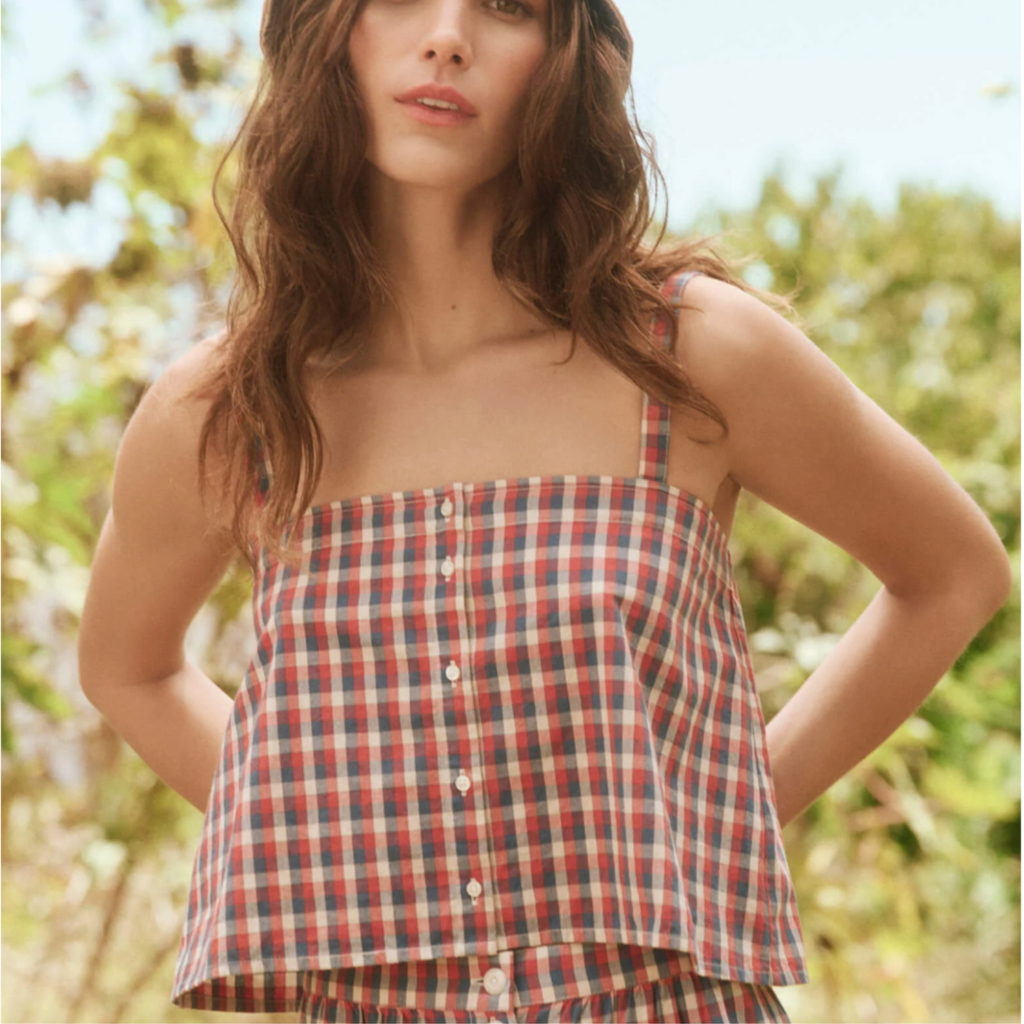 The Great County Line Cami in Red, White, and Blue Picnic Plaid