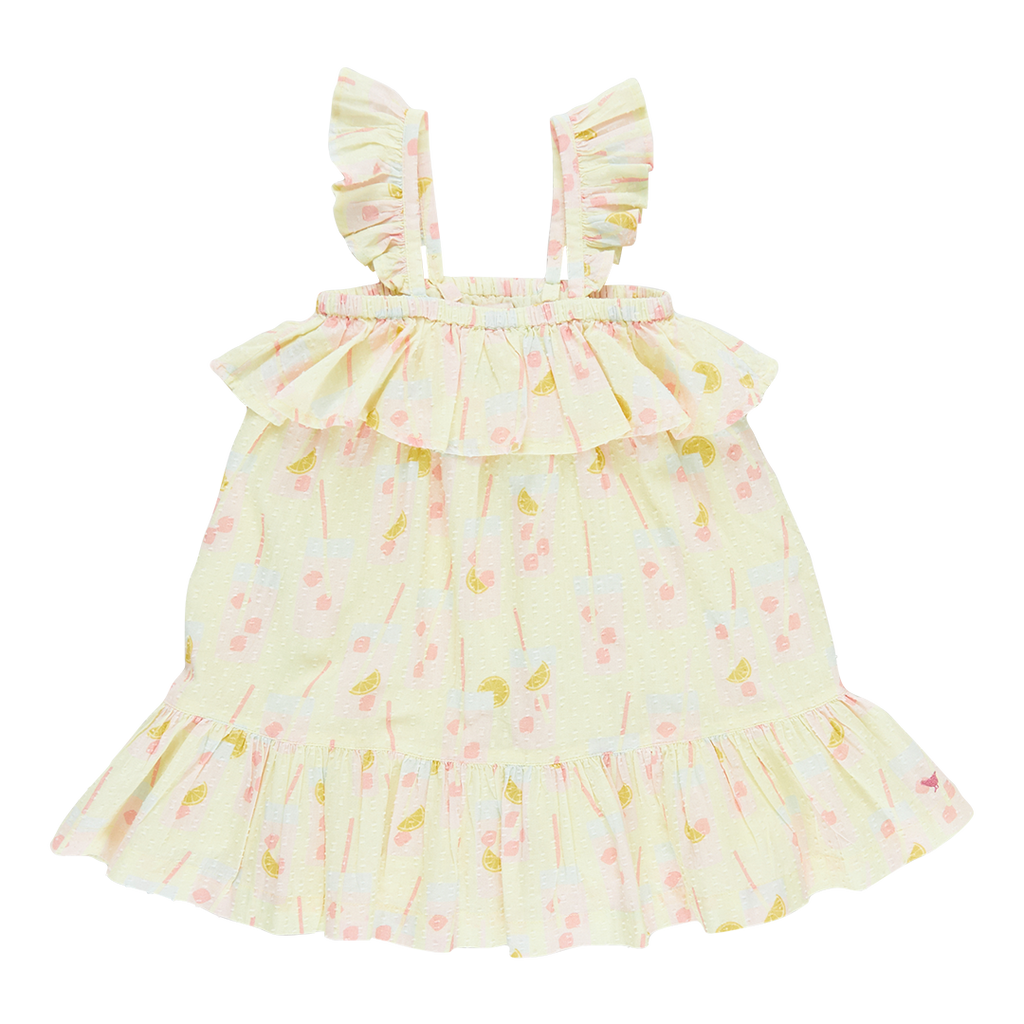 Girls Amalia Dress in Pink Lemonade | Refreshing Novelty Print | Pink Chicken - Shoppe Details and Design