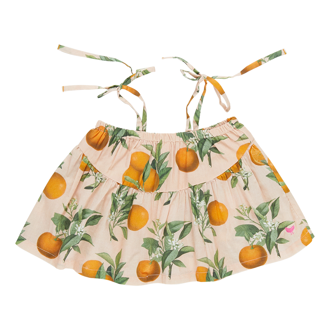 Girls Stella Top in Pink Botanical Oranges | Fun and Casual Fashion | Pink Chicken - Shoppe Details and Design