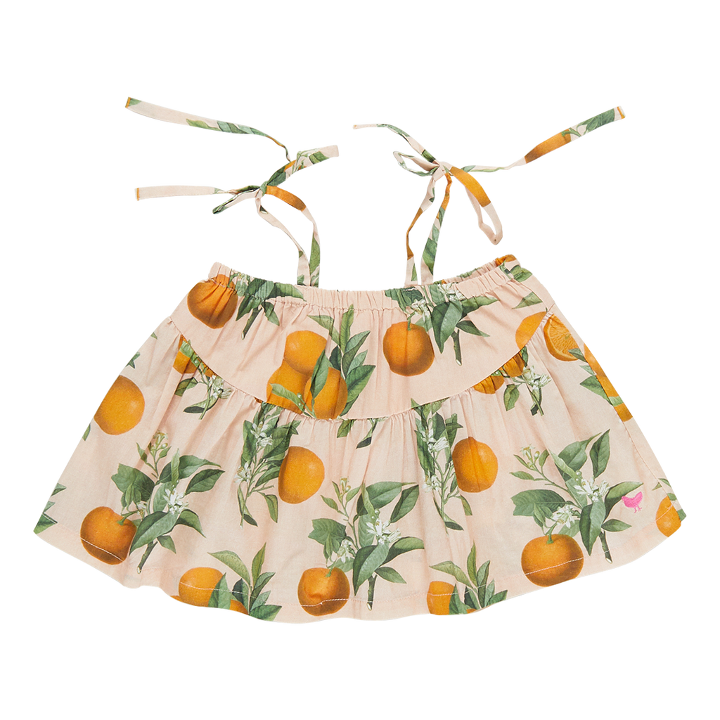 Girls Stella Top in Pink Botanical Oranges | Fun and Casual Fashion | Pink Chicken - Shoppe Details and Design