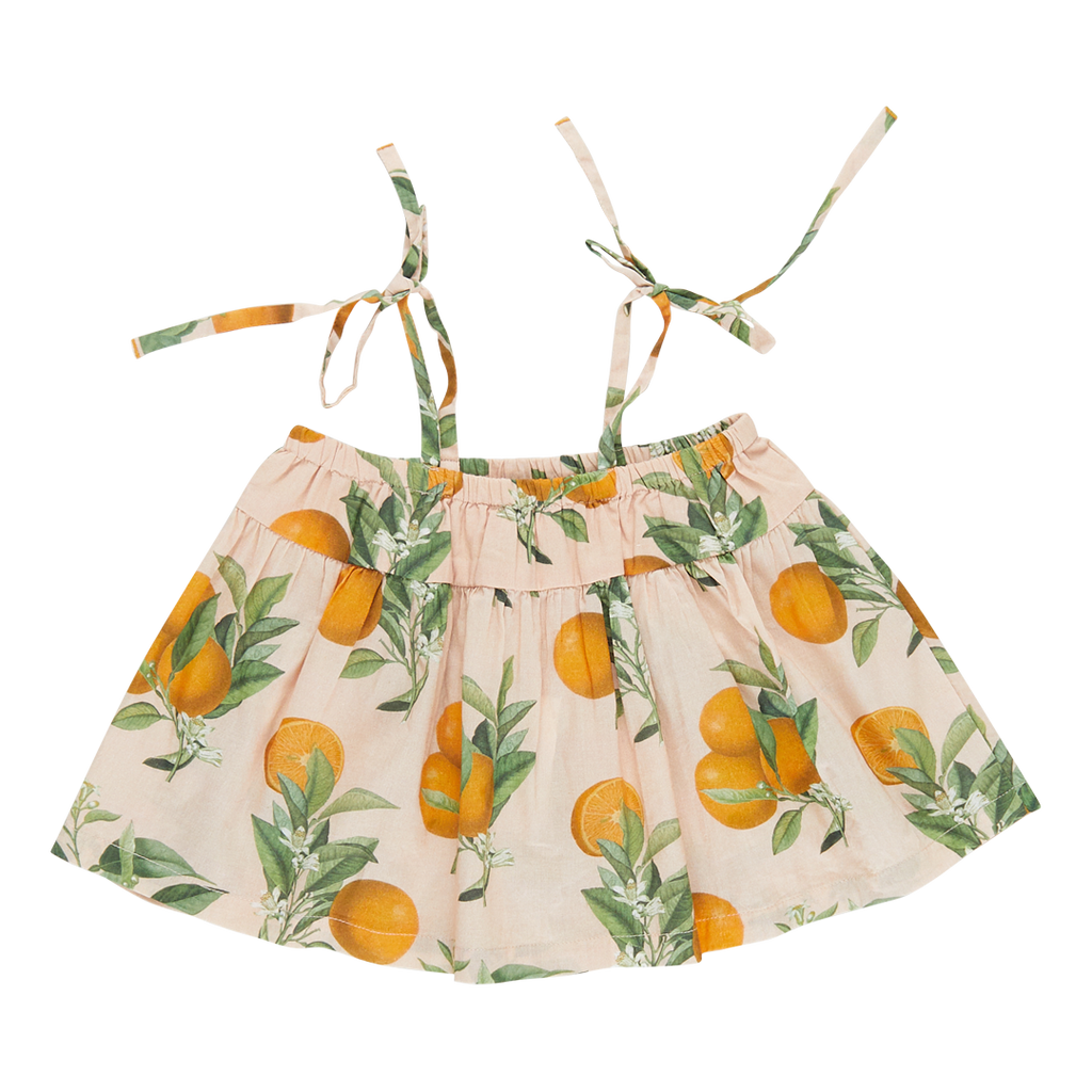 Pink Botanical Oranges Girls Top - Pink Chicken