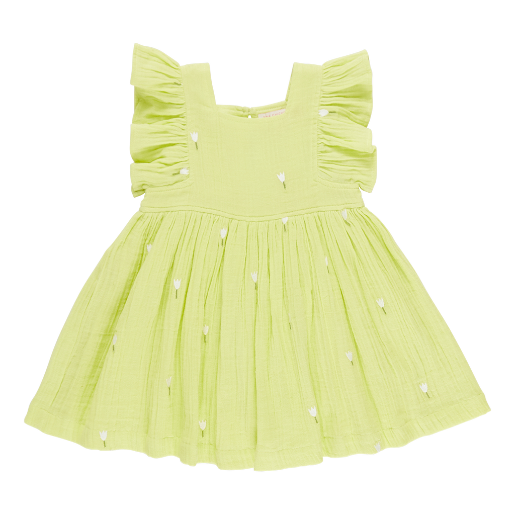Vibrant Yellow Cotton Gauze Girls Elsie Dress