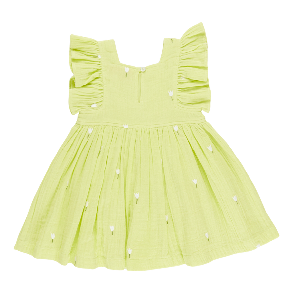 Adorable Girls Elsie Dress - Yellow Cotton Gauze