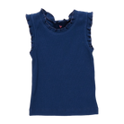 Pink Chicken- Girls Organic Ruffle Rib Tank in Navy - Shoppe Details and Design