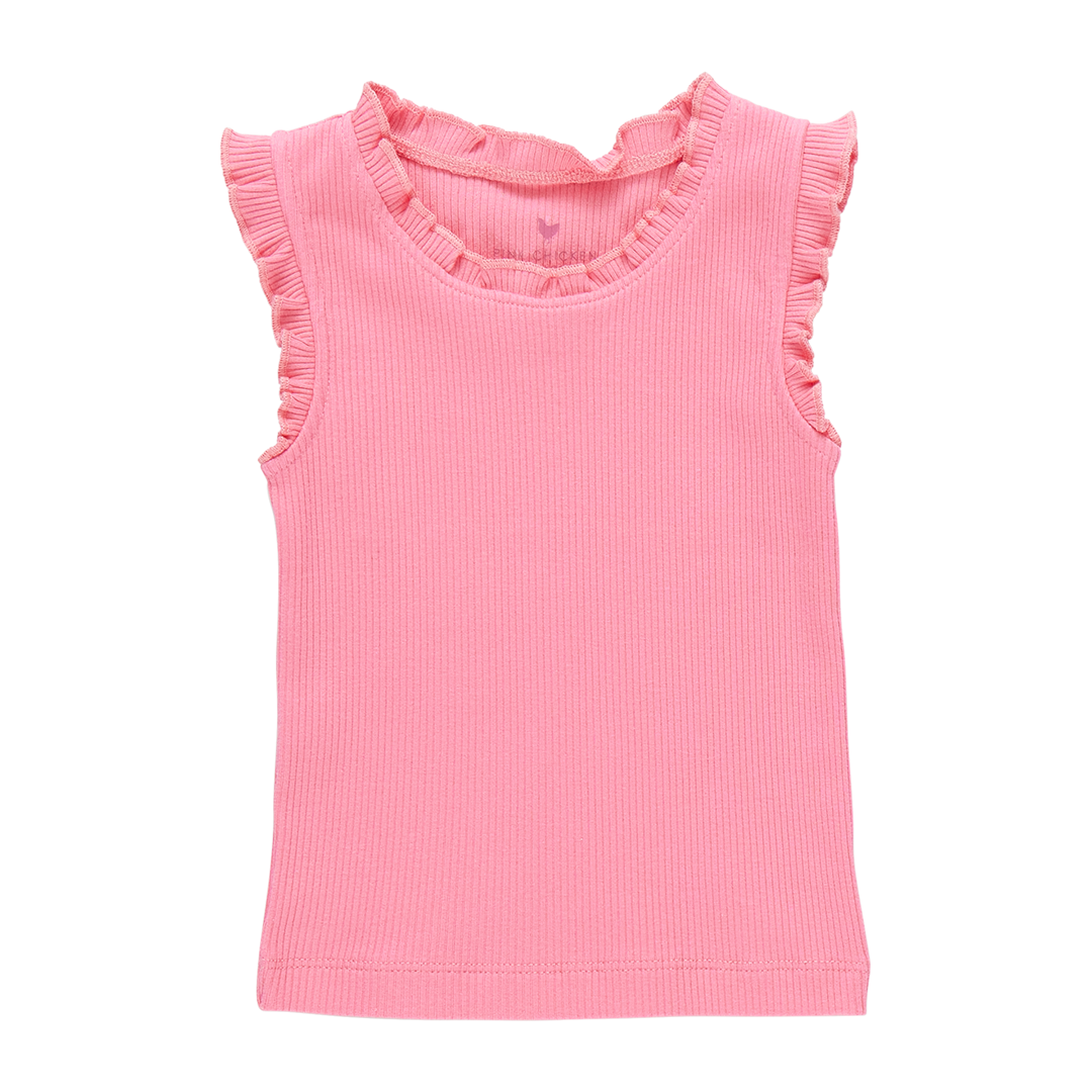 Pink Chicken- Girls Organic Ruffle Rib Tank in Confetti Pink - Shoppe Details and Design