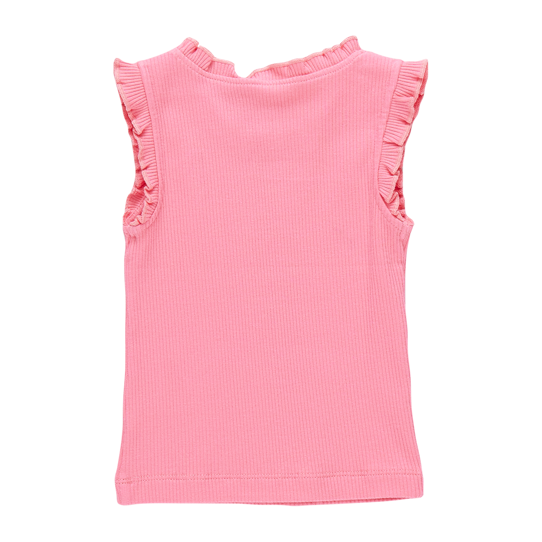 Pink Chicken- Girls Organic Ruffle Rib Tank in Confetti Pink - Shoppe Details and Design