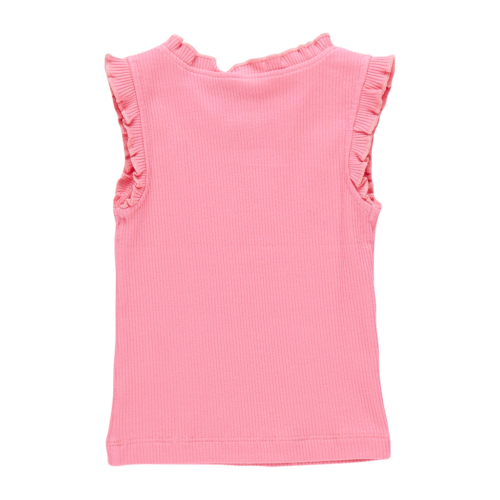 Pink Chicken- Girls Organic Ruffle Rib Tank in Confetti Pink