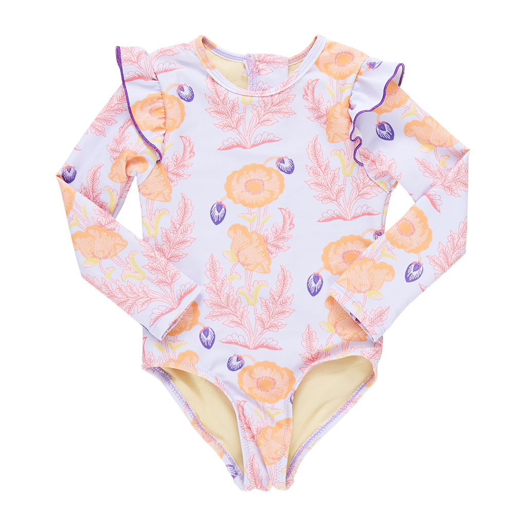 Pink Chicken- Girls Rachel Suit in Purple Gilded Floral - Shoppe Details and Design