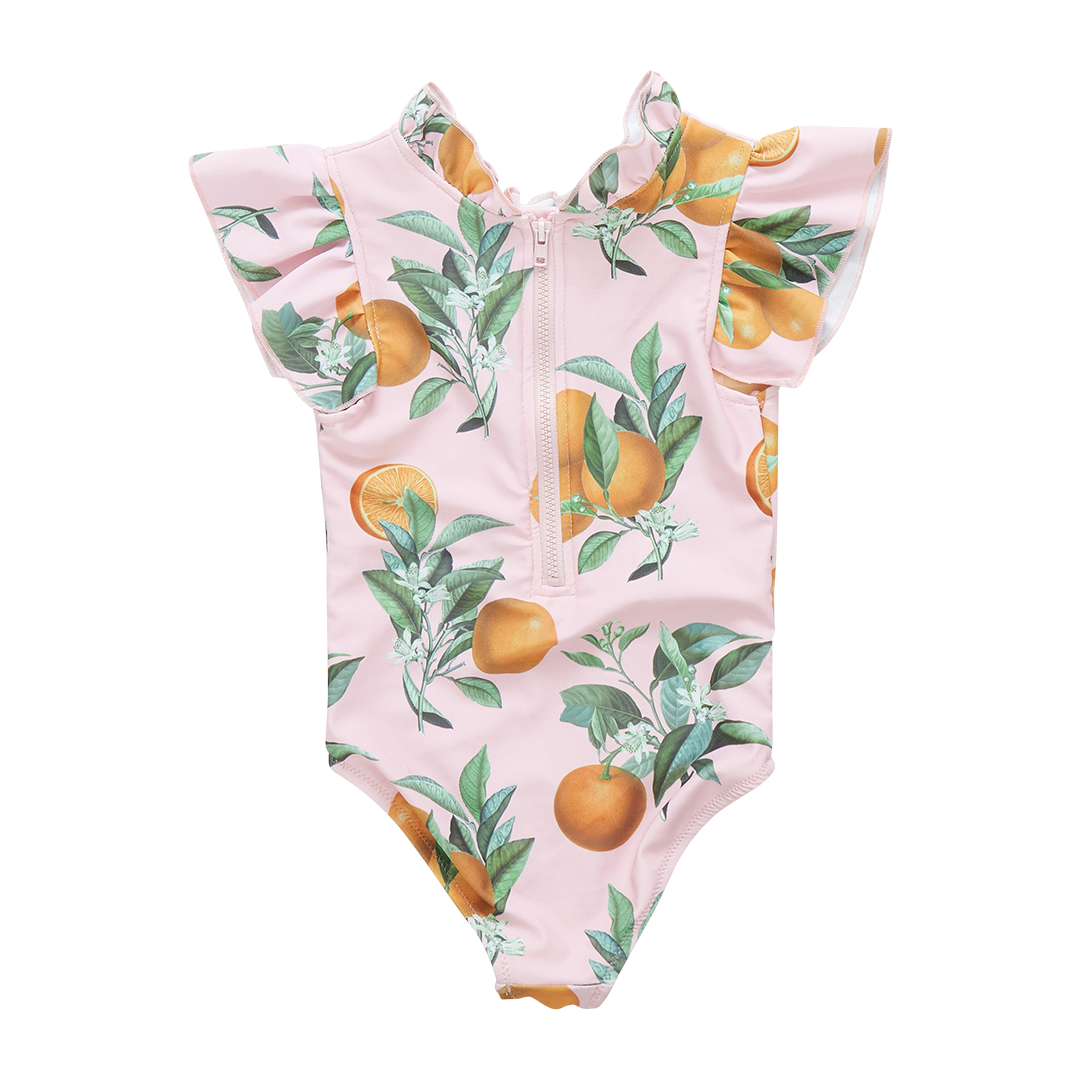 Pink Chicken- Girls Jennifer Suit in Pink Botanical Oranges - Shoppe Details and Design