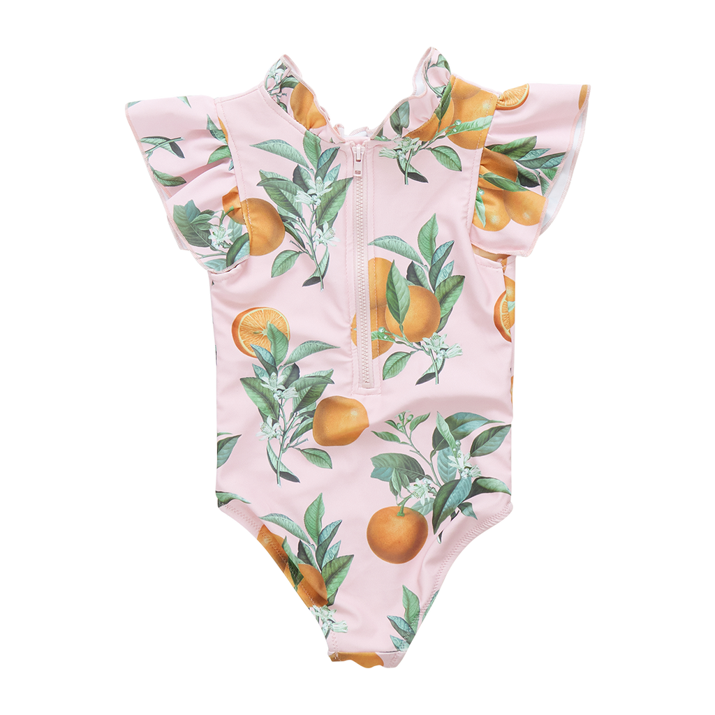 Pink Chicken- Girls Jennifer Suit in Pink Botanical Oranges - Shoppe Details and Design