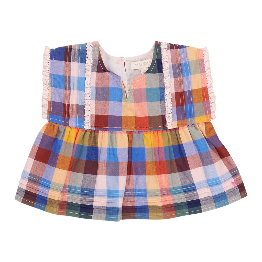 Pink Chicken- Girls Clary Top in Technicolor Check