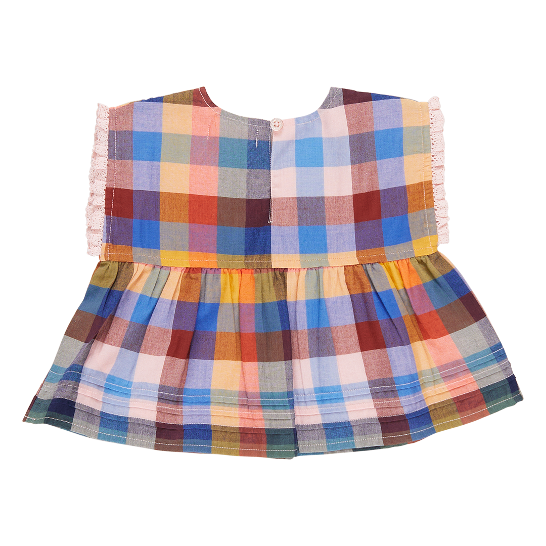 Pink Chicken- Girls Clary Top in Technicolor Check - Shoppe Details and Design