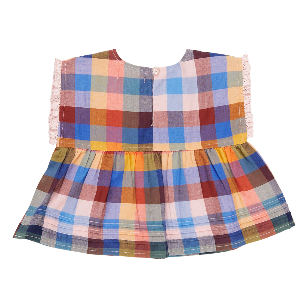 Pink Chicken- Girls Clary Top in Technicolor Check