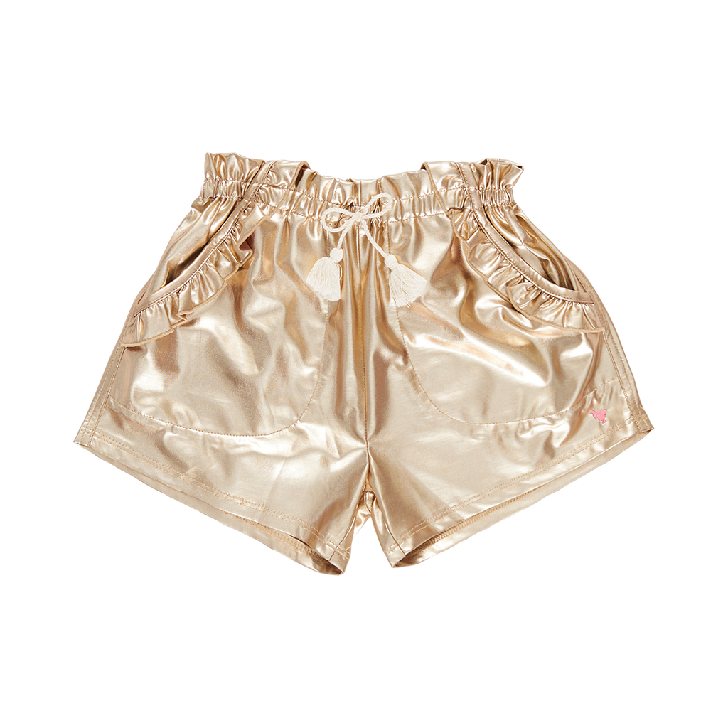 Pink Chicken- Girls Theodore Short in Gold Lame - Shoppe Details and Design