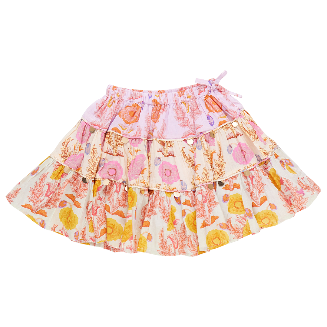 Girls Allie Skirt in Gilded Floral Mix | Boho Chic Vibes | Pink Chicken - Shoppe Details and Design