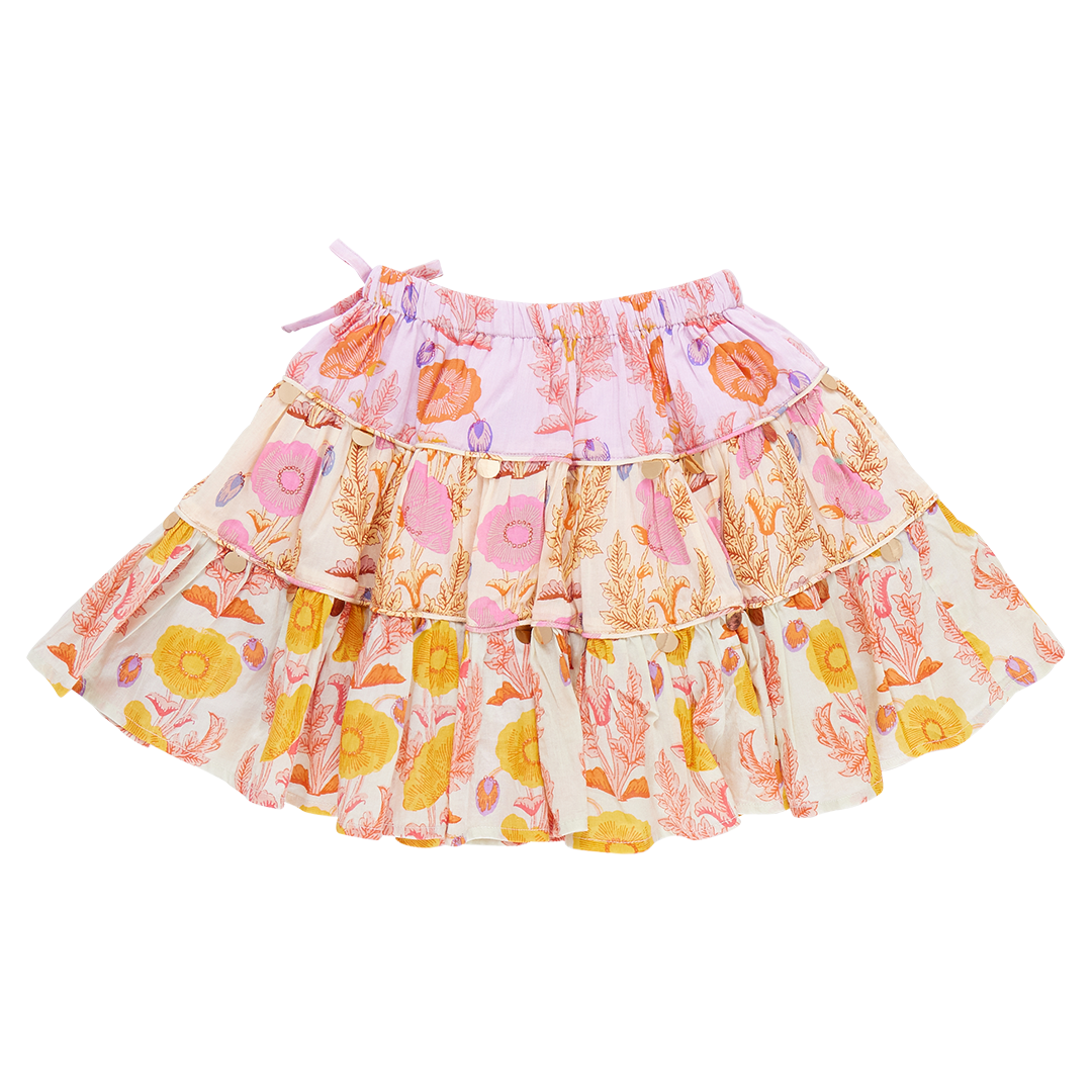 Girls Allie Skirt in Gilded Floral Mix | Boho Chic Vibes | Pink Chicken - Shoppe Details and Design