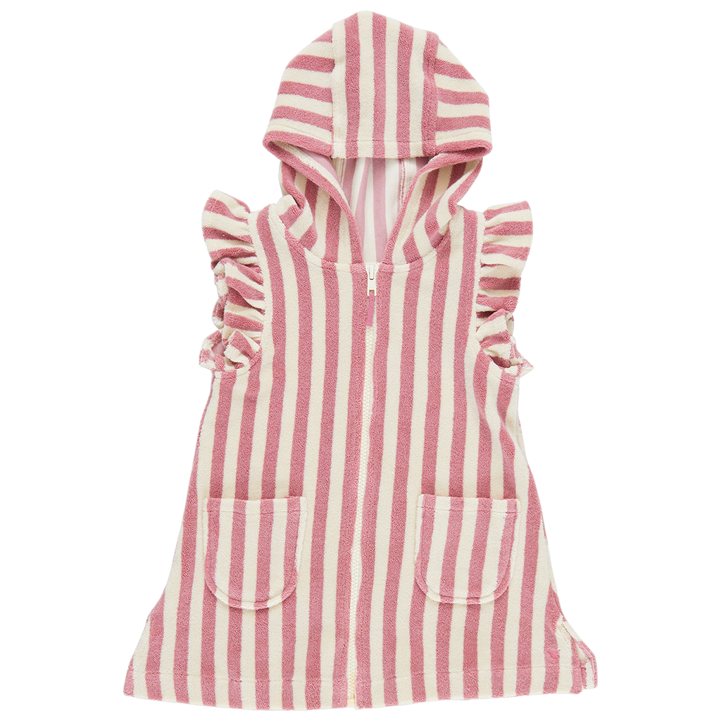 Pink Chicken- Girls Terry Coverup in Pink Stripe - Shoppe Details and Design
