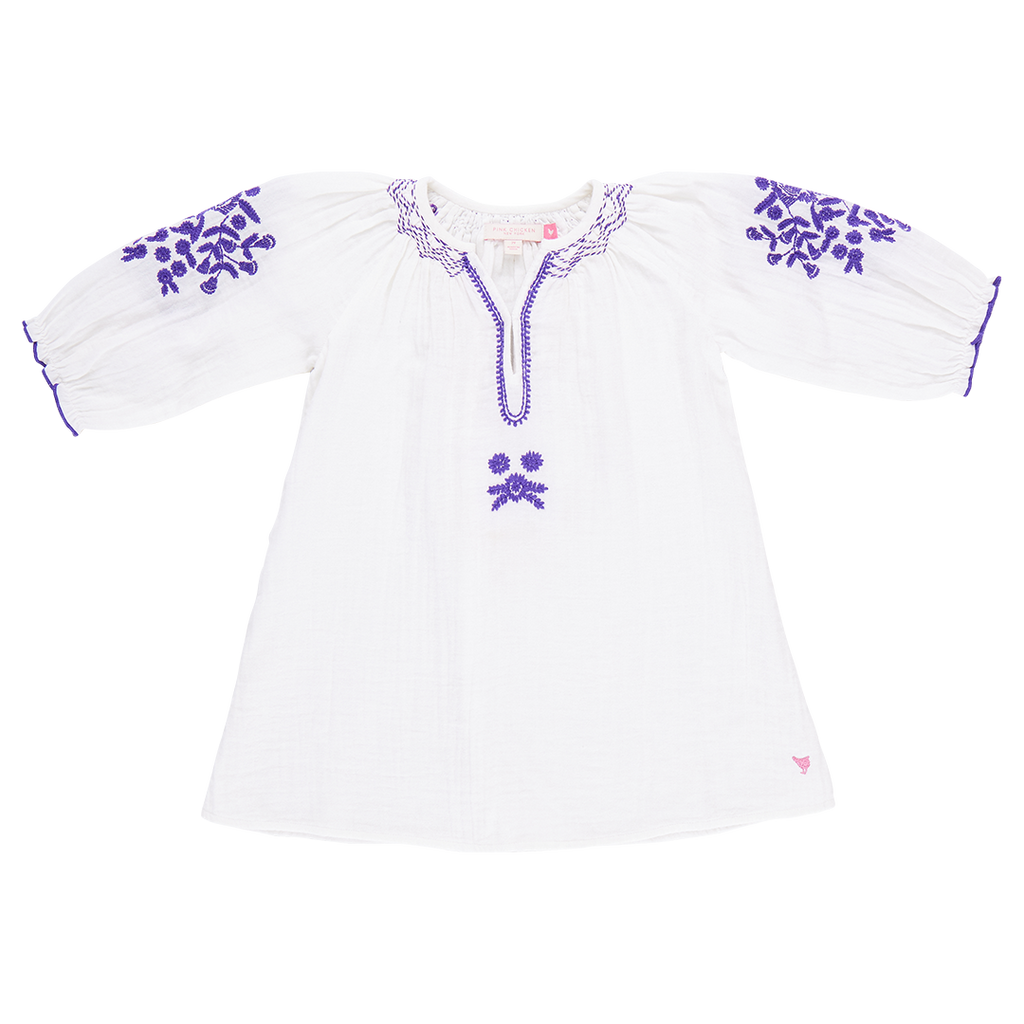 Pink Chicken- Girls Ava Coverup Dress in Gardenia White Embroidery - Shoppe Details and Design