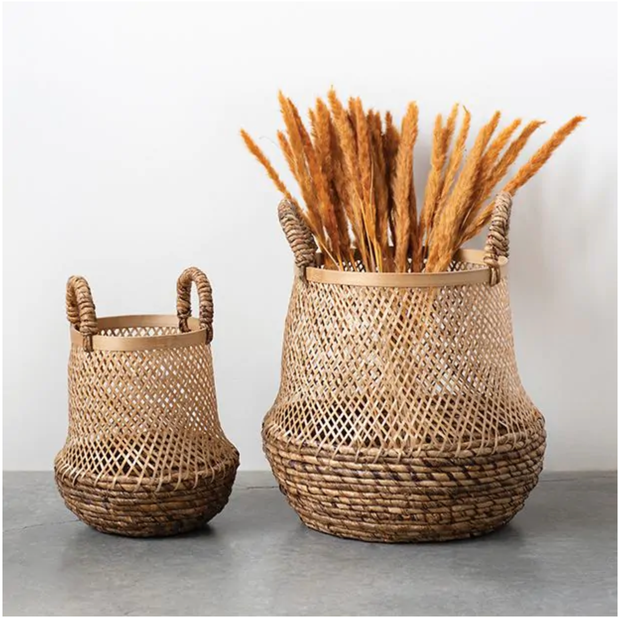 Hand Woven Bamboo Baskets, Set of 2 - Shoppe Details and Design