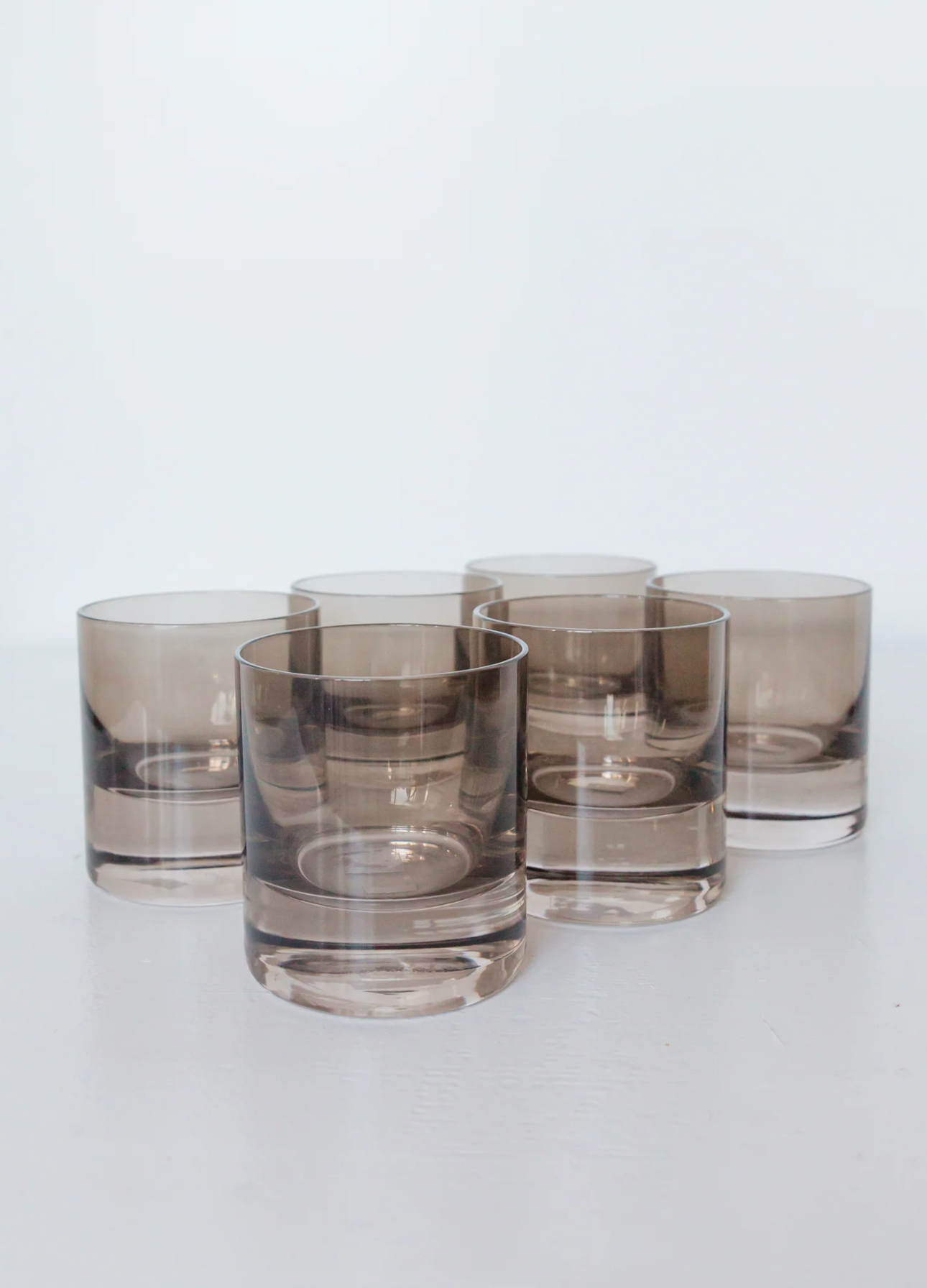 Estelle Colored Glass Gray Smoke Rock Glasses - Set of 6 - Shoppe Details and Design